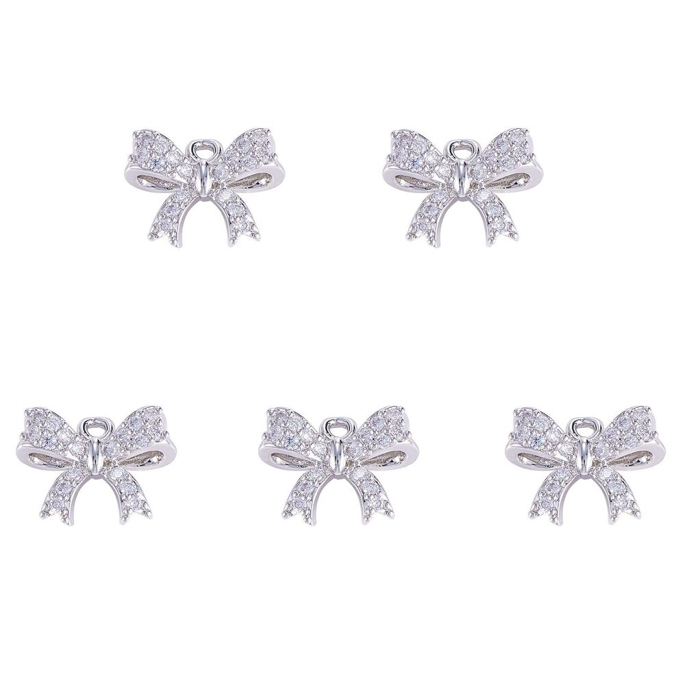 1154 20 Pcs CZ Bowknot Charm Micro Pave Cubic Zirconia Mini Charms